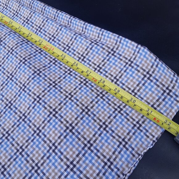 Bugatchi SZ 15.5 Classic Fit Cotton Men's Button Up Shirt- Blue, Tan and White - Picture 13 of 13